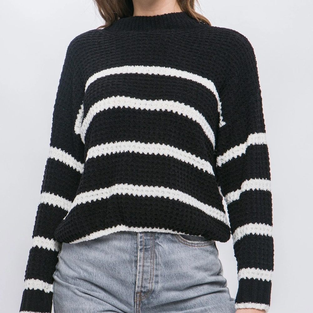 Striped Waffle Knit Sweater